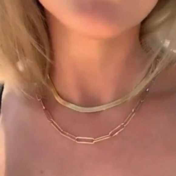 Gold Herringbone Choker Necklace - Picture 3 of 5